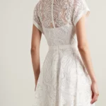 Tie-detailed Crepe-trimmed Corded Lace Mini Dress Thumbnail 3