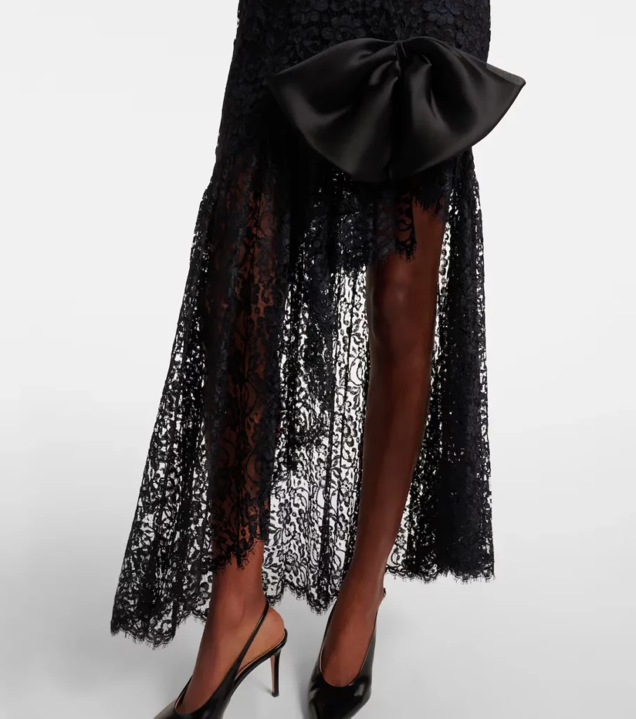 Bow-detail Asymmetric Lace Bustier Dress Full Size Image 5