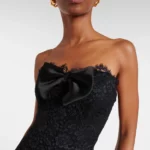 Bow-detail Asymmetric Lace Bustier Dress Thumbnail 4