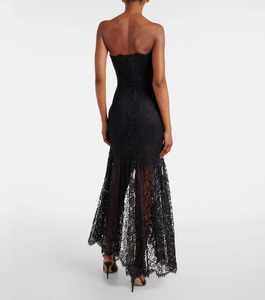 Bow-detail Asymmetric Lace Bustier Dress Full Size Image 2
