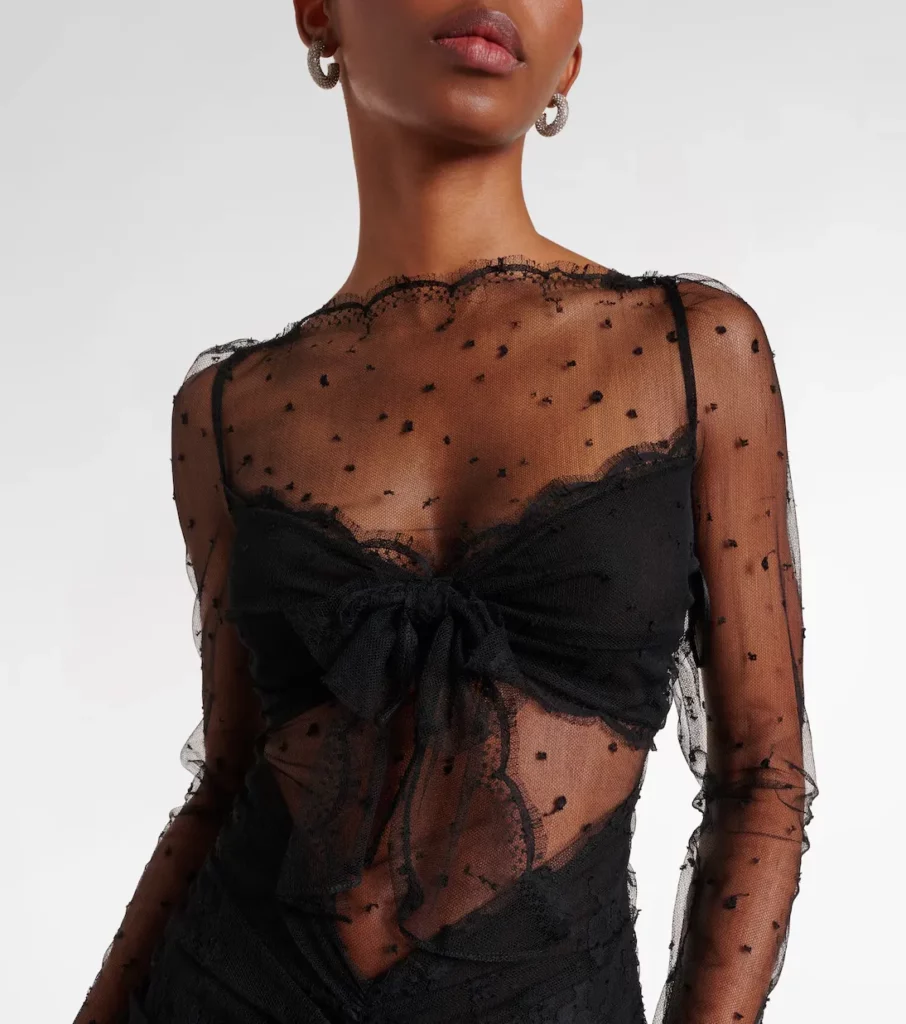Sheer Cotton-blend Lace Gown Full Size Image 2