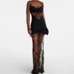 Sheer Cotton-blend Lace Gown Thumbnail 1