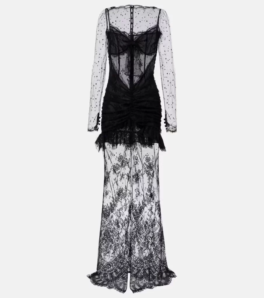 Sheer Cotton-blend Lace Gown Full Size Image 7
