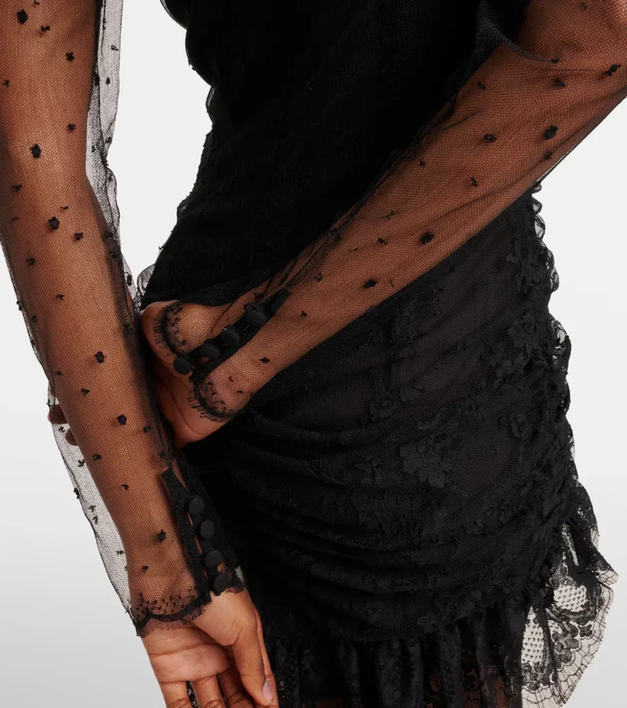 Sheer Cotton-blend Lace Gown Full Size Image 5