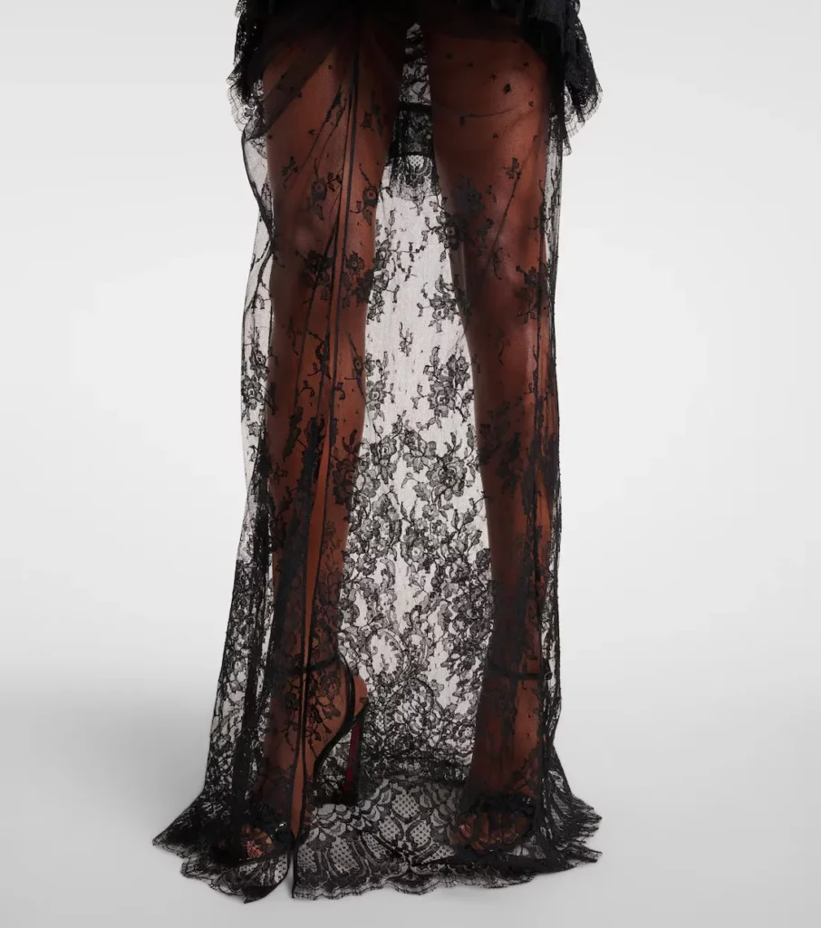 Sheer Cotton-blend Lace Gown Full Size Image 4
