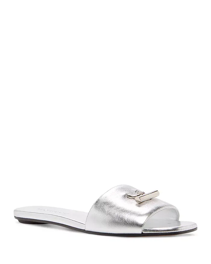 Women’s Leather Slide Sandals Full Size Image 1