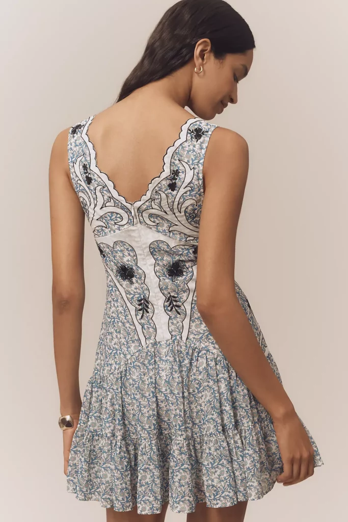 V-Neck Printed Mini Dress Full Size Image 4