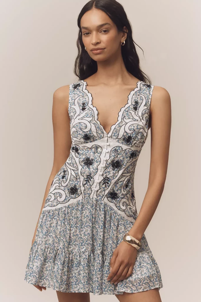 V-Neck Printed Mini Dress Full Size Image 3