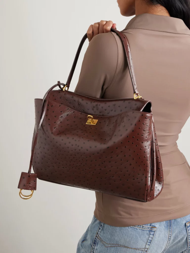 Rodeo Medium Ostrich-effect Leather Shoulder Bag Full Size Image 3