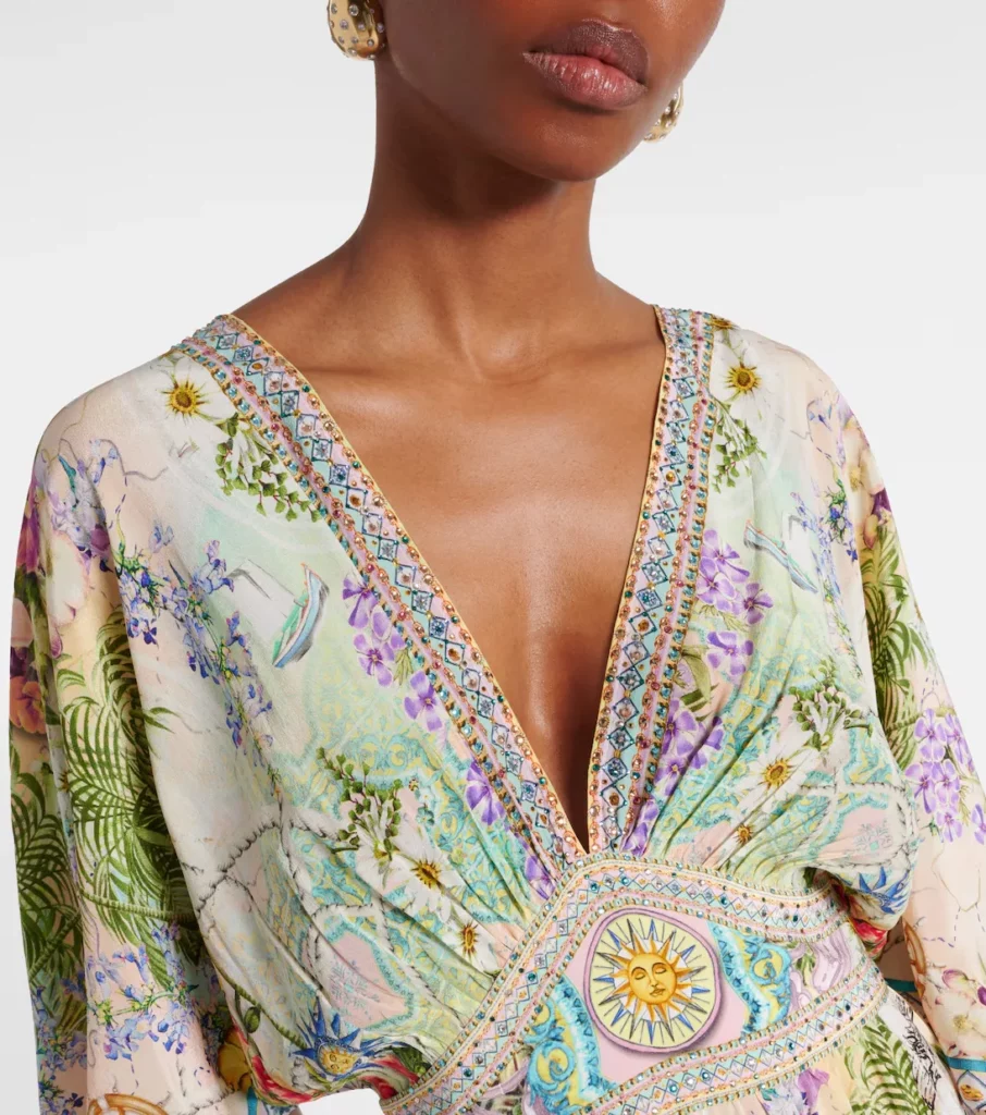 Just Coasting Embellished Silk Maxi Dress Full Size Image 2