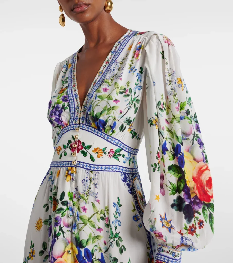 Printed Silk Crepe Maxi Dress Full Size Image 5