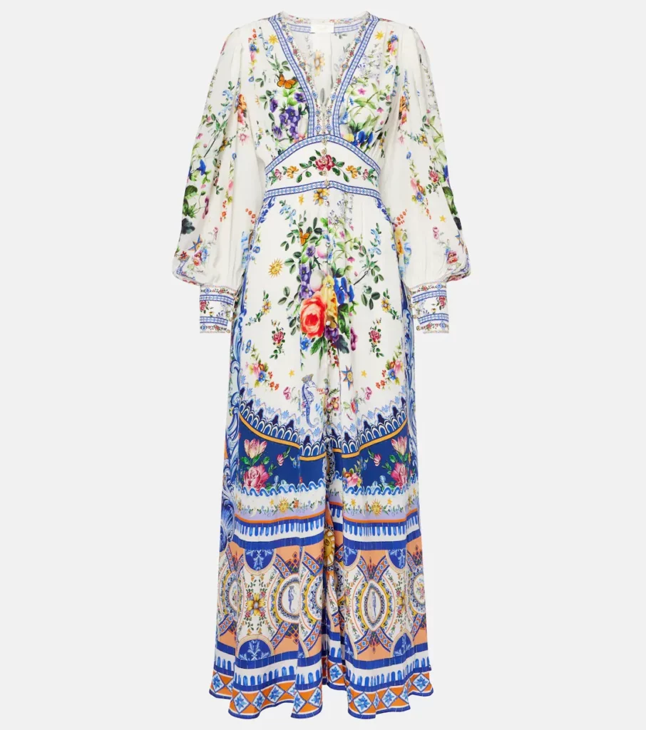 Printed Silk Crepe Maxi Dress Full Size Image 4