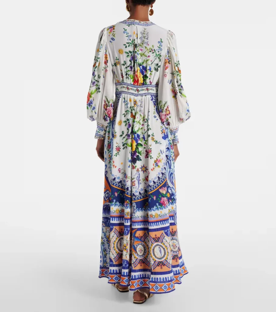 Printed Silk Crepe Maxi Dress Full Size Image 2