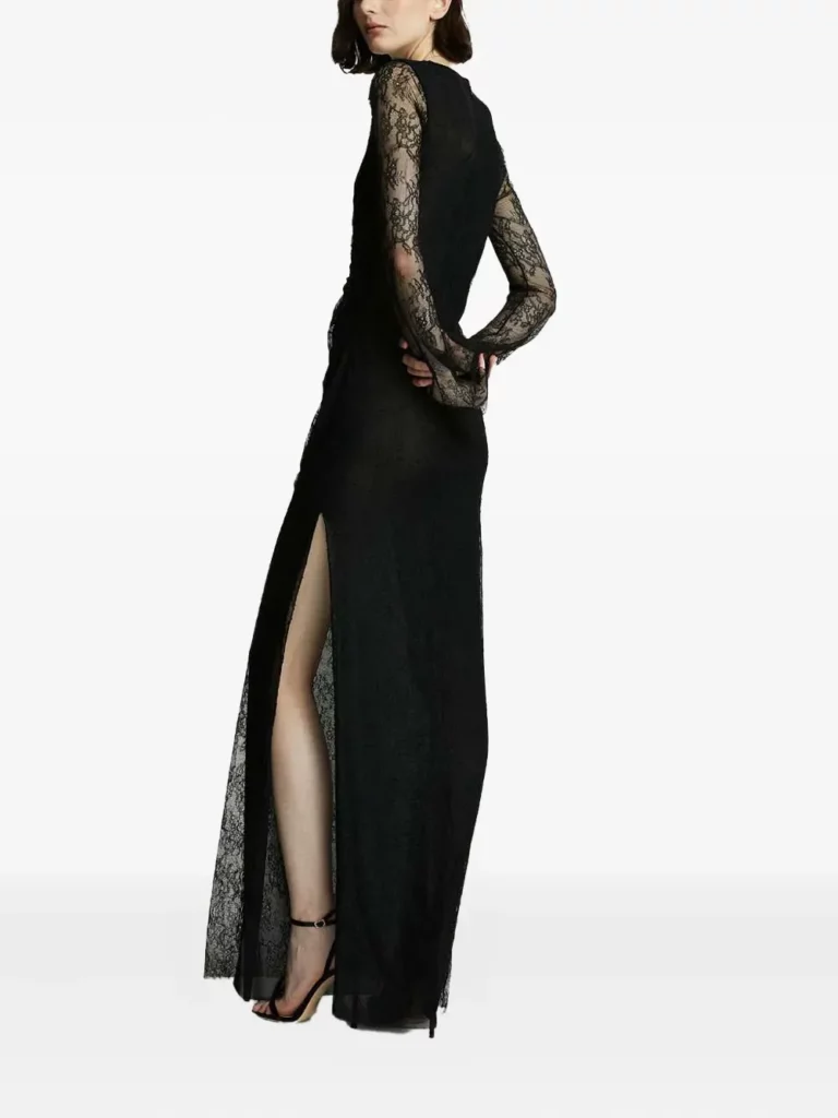 Lace-paneled Ring-detail Maxi Evening Dress Full Size Image 3