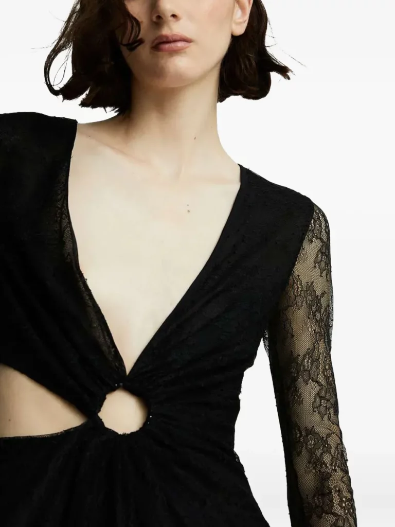 Lace-paneled Ring-detail Maxi Evening Dress Full Size Image 2