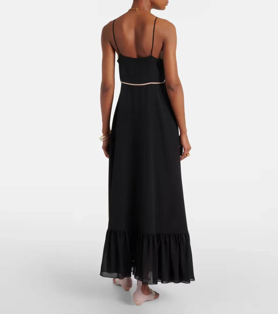 Lace-trimmed Silk Chffon Midi Dress Full Size Image 3