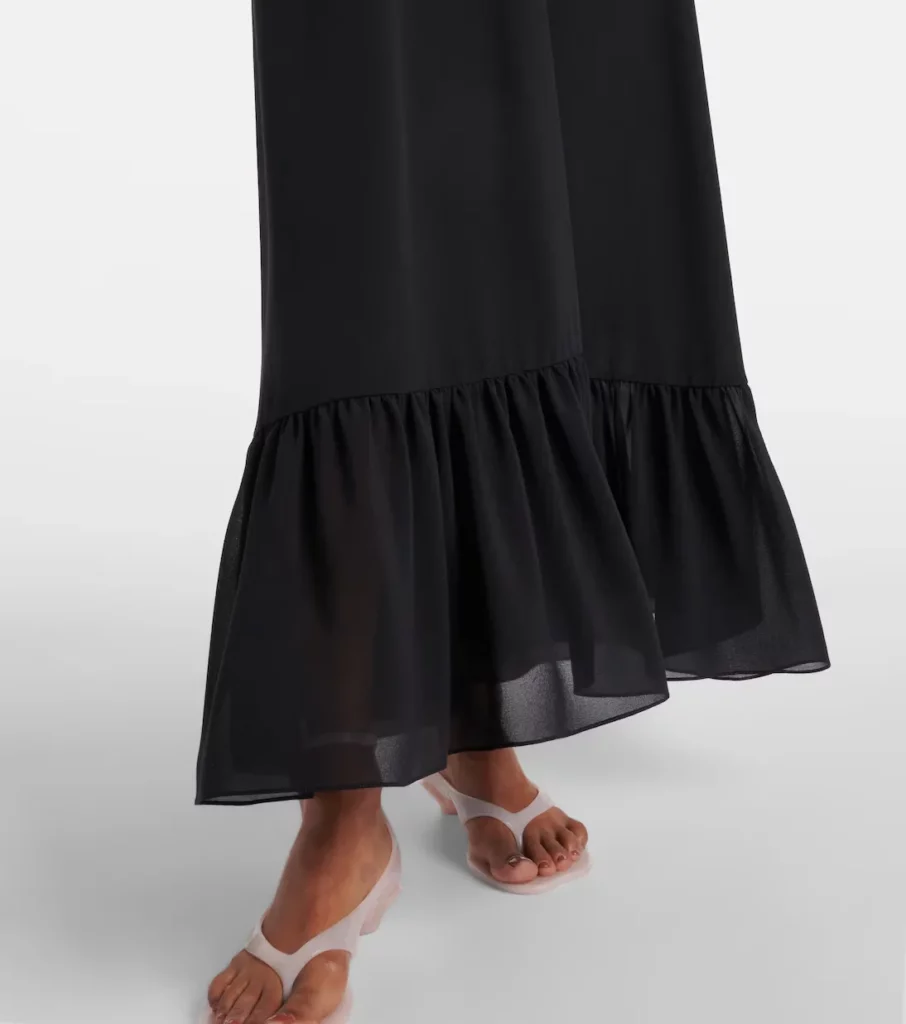 Lace-trimmed Silk Chffon Midi Dress Full Size Image 6