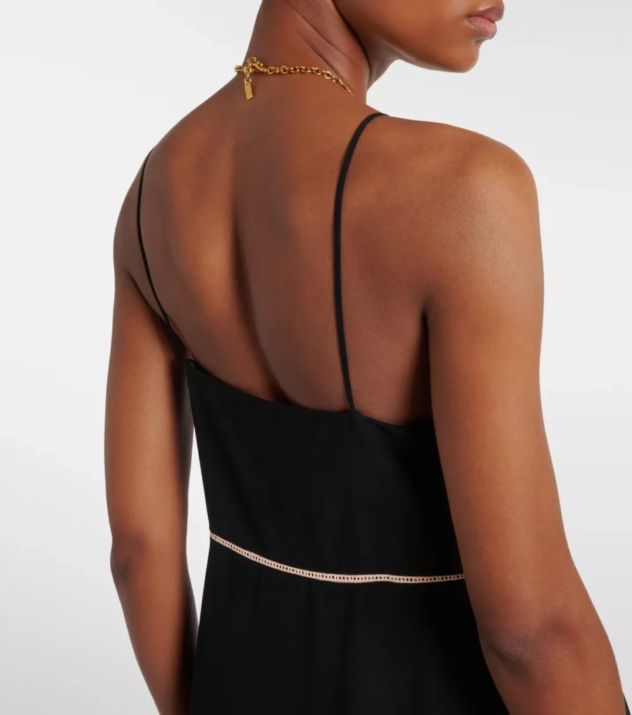 Lace-trimmed Silk Chffon Midi Dress Full Size Image 5