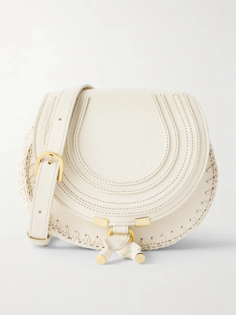 Marcie Textured-leather and Crocheted Cotton Shoulder Bag Full Size Image 1