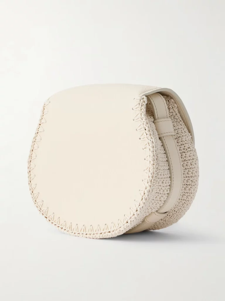 Marcie Textured-leather and Crocheted Cotton Shoulder Bag Full Size Image 2