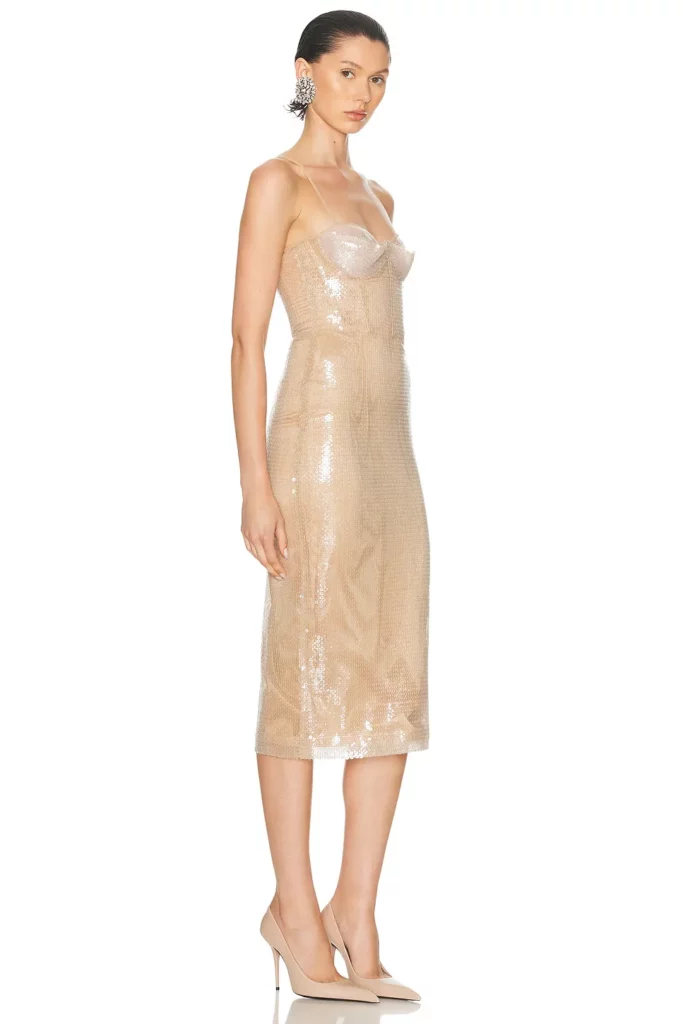 Balconette Corset Top Detail Midi Dress Full Size Image 3