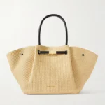 New York Leather-trimmed Raffia Tote Thumbnail 1