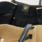 New York Leather-trimmed Raffia Tote Thumbnail 4