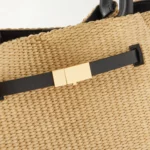 New York Leather-trimmed Raffia Tote Thumbnail 3