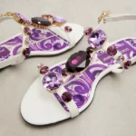 Embellished Leather Thong Sandals Thumbnail 4