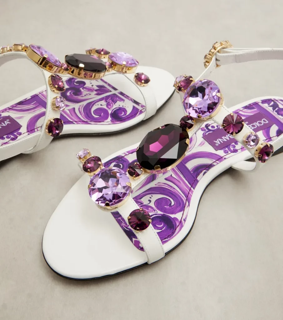 Embellished Leather Thong Sandals Full Size Image 4