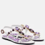 Embellished Leather Thong Sandals Thumbnail 3