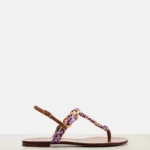 Majolica Leather-trimmed Satin Thong Sandals Thumbnail 1