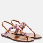 Majolica Leather-trimmed Satin Thong Sandals Thumbnail 4