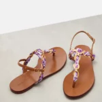 Majolica Leather-trimmed Satin Thong Sandals Thumbnail 3