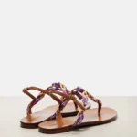 Majolica Leather-trimmed Satin Thong Sandals Thumbnail 2