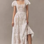 Janis Flutter-Sleeve Lace Maxi Dress Thumbnail 1