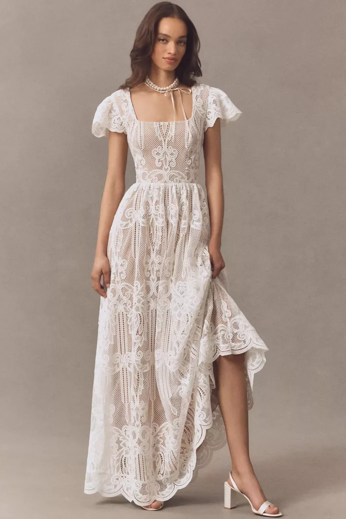 Janis Flutter-Sleeve Lace Maxi Dress Full Size Image 1