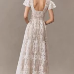 Janis Flutter-Sleeve Lace Maxi Dress Thumbnail 3