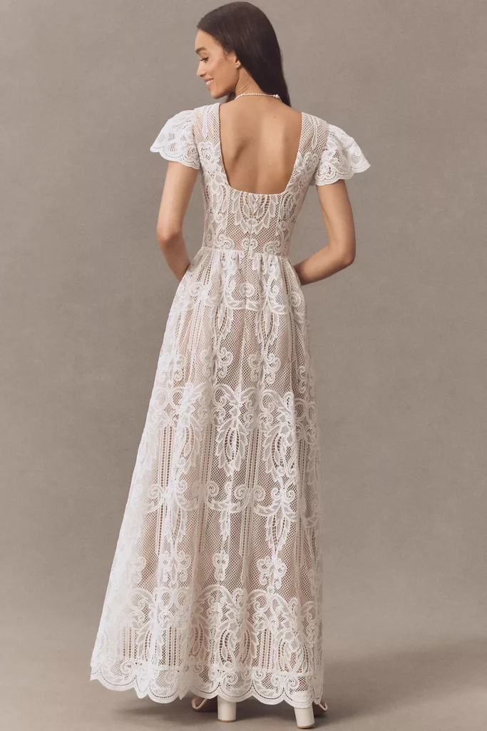 Janis Flutter-Sleeve Lace Maxi Dress Full Size Image 3