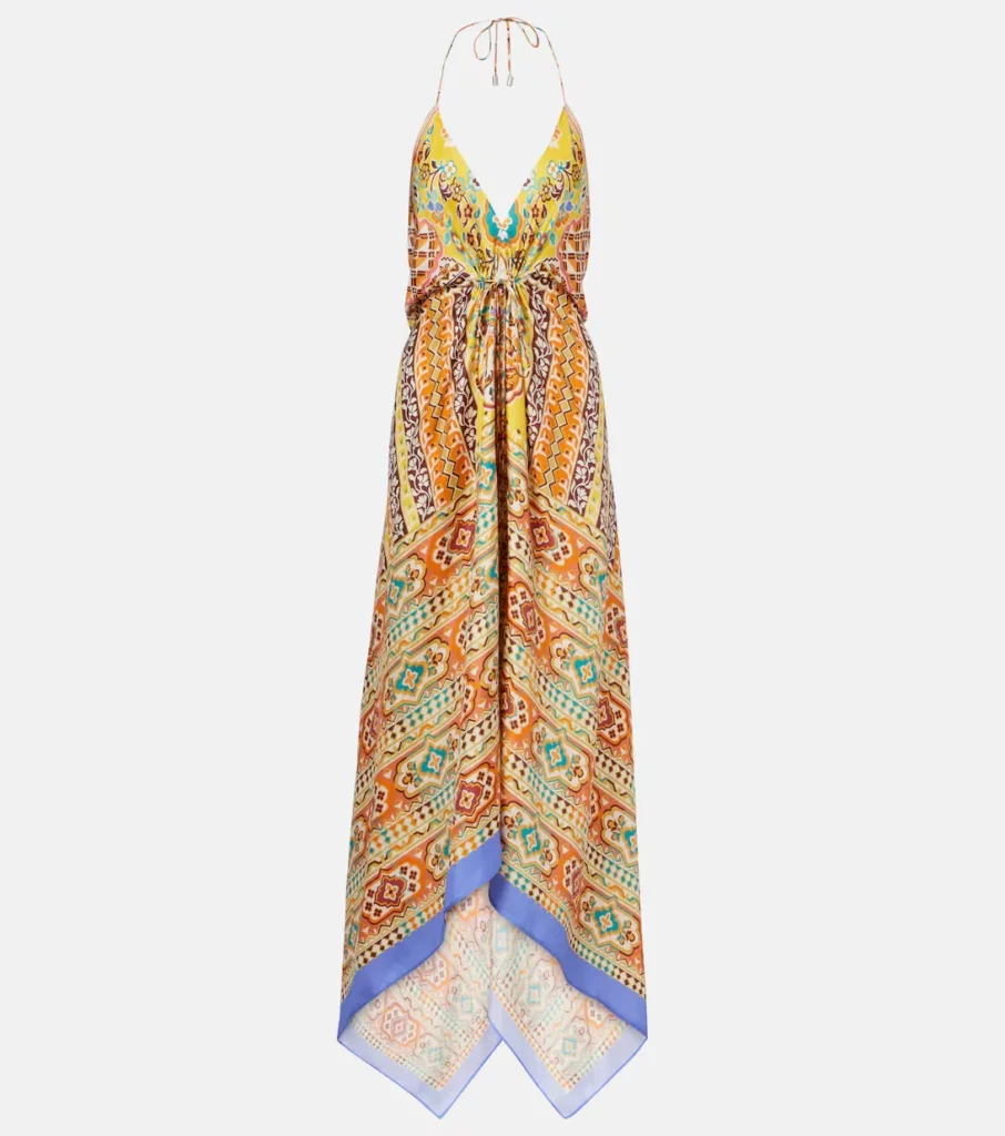 Printed Silk Midi Dress Full Size Image 4