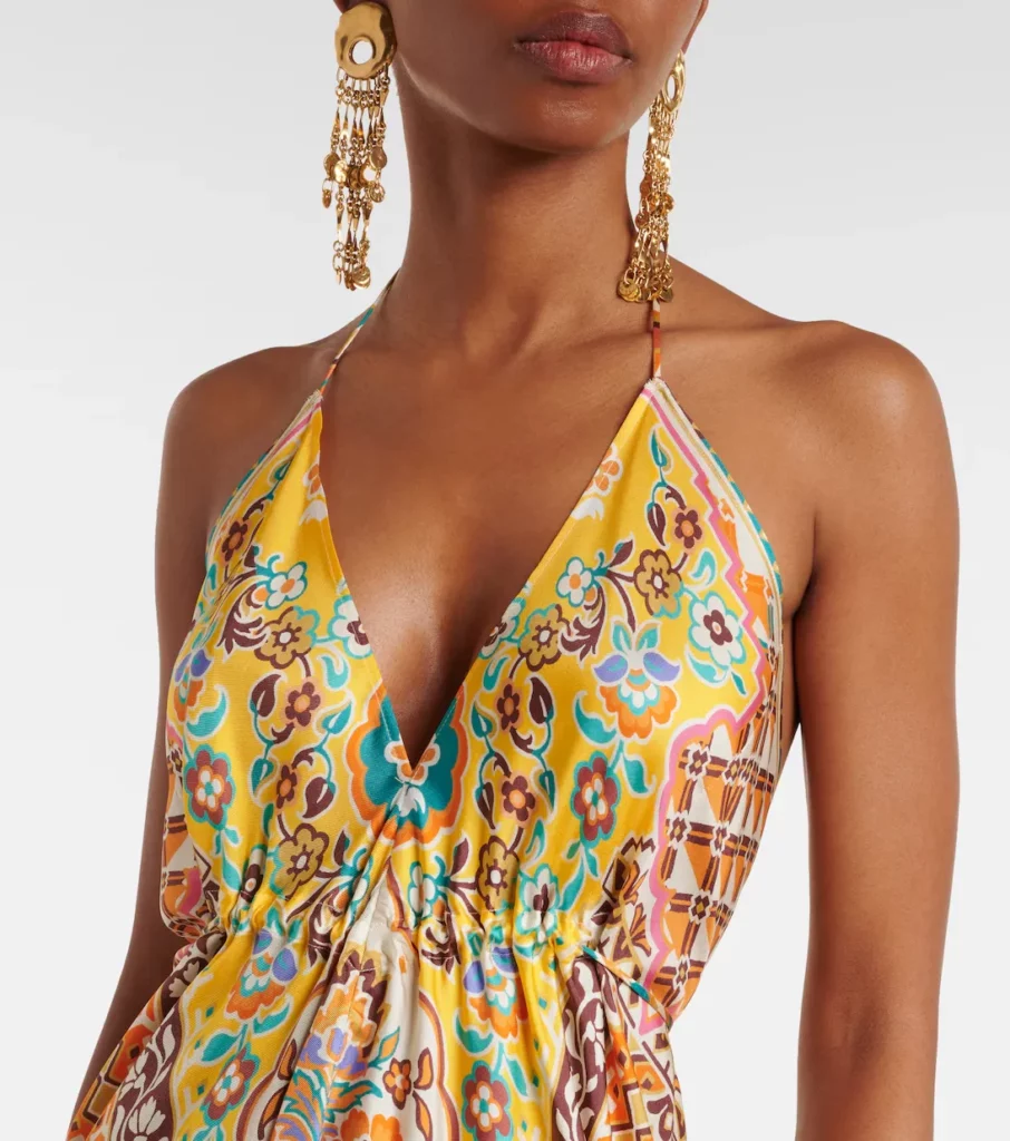 Printed Silk Midi Dress Full Size Image 6