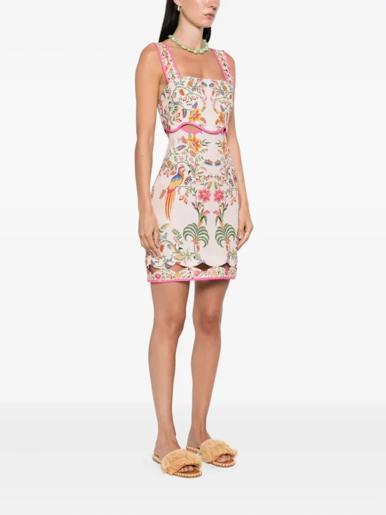 Floral-embroidery Mini Dress Full Size Image 3