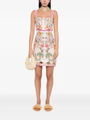FARM RIO Floral-embroidery Mini Dress