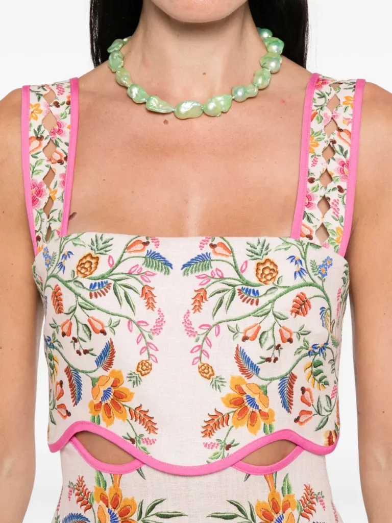Floral-embroidery Mini Dress Full Size Image 2