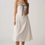 Rosie Strapless Bow Midi Dress Thumbnail 1