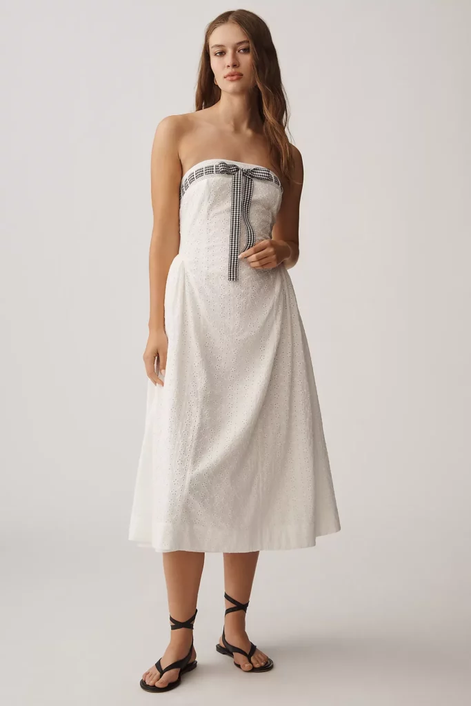 Rosie Strapless Bow Midi Dress Full Size Image 1