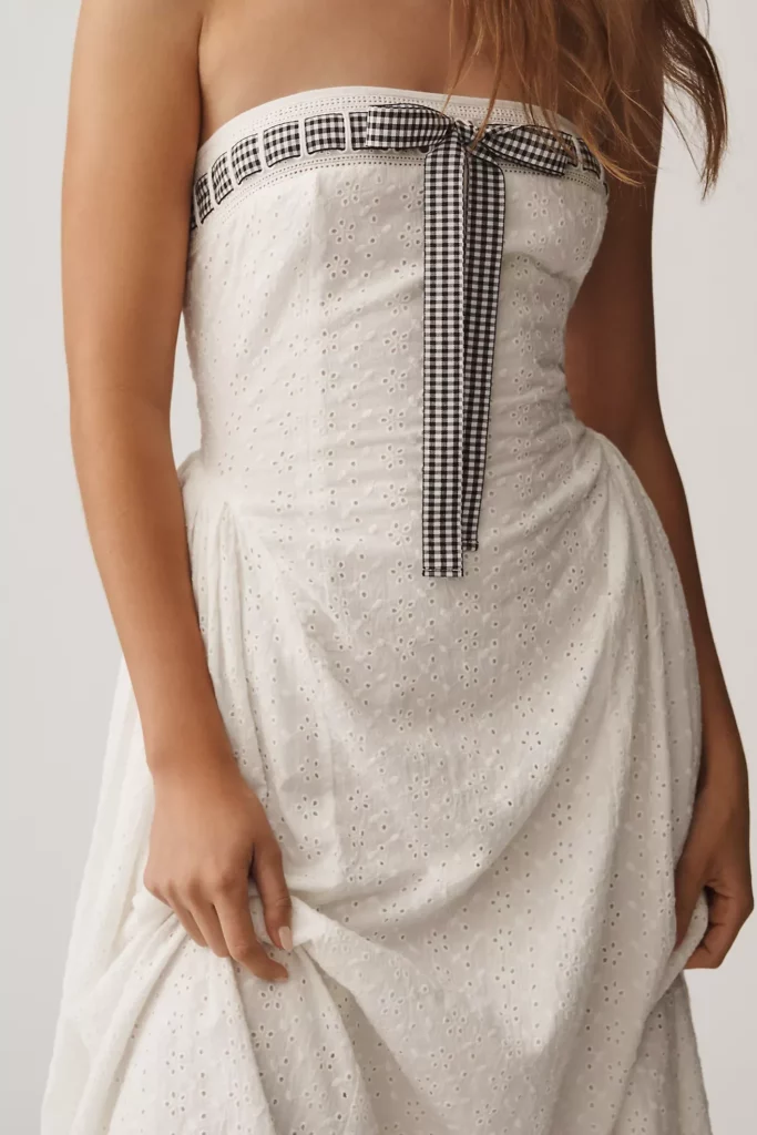 Rosie Strapless Bow Midi Dress Full Size Image 3