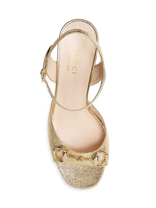 Lady Horsebit Metallic Leather Sandals Full Size Image 2