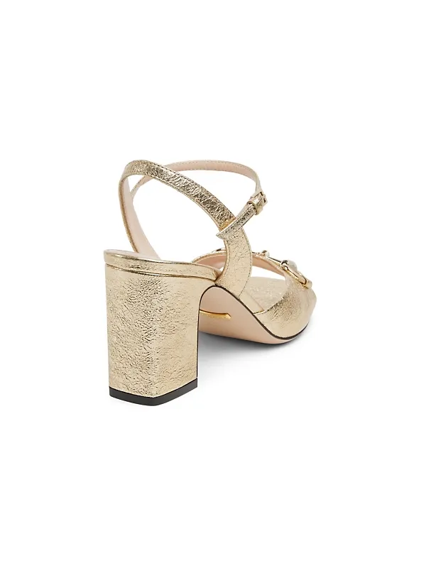 Lady Horsebit Metallic Leather Sandals Full Size Image 3
