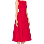 Stretch Cotton Sateen Midi Dress Thumbnail 2